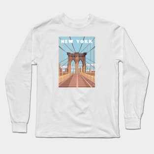 New York, USA.Retro travel poster Long Sleeve T-Shirt